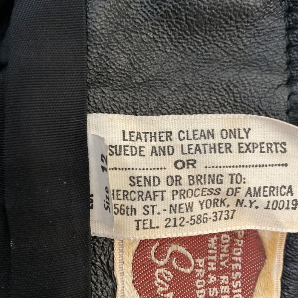 Vintage  Sears 70’s Women’s Black leather Knee Length Coat W/Fur Collar Belted S - Picture 6 of 11